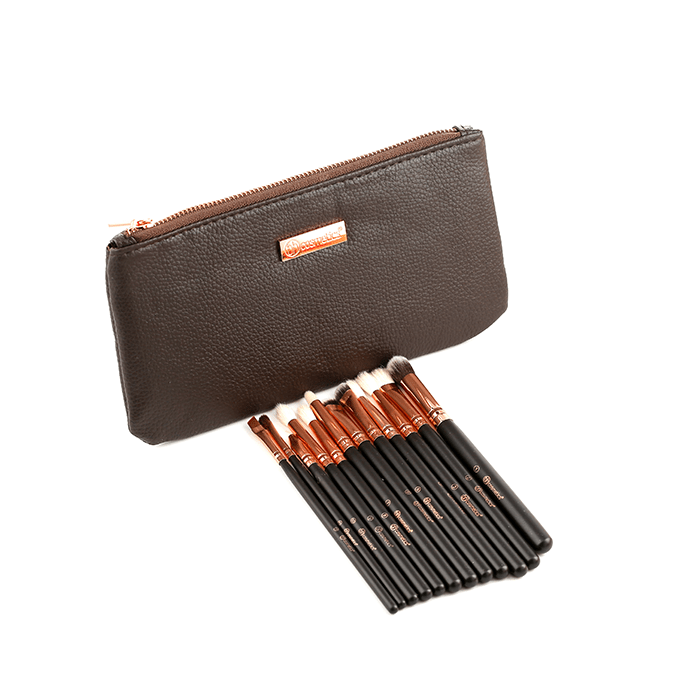 BH Cosmetics Eyes Brush Set - 12 Piece with Case - Brown